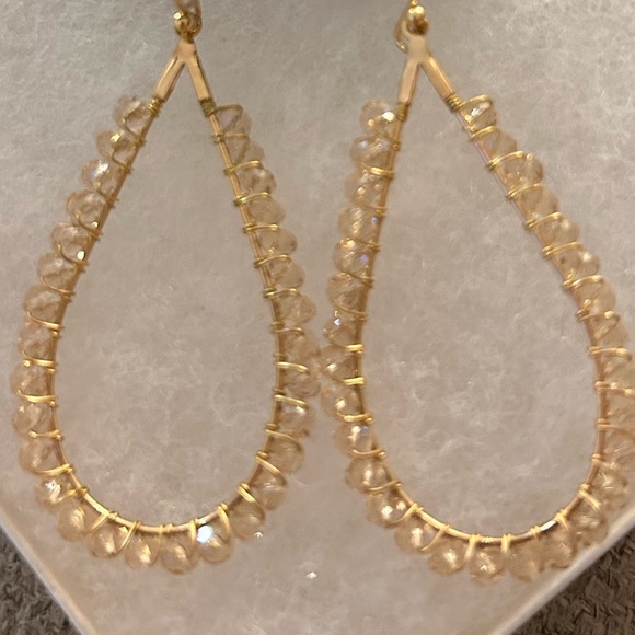 Express teardrop hoop beaded dangle earrings E9 - Picture 2 of 2